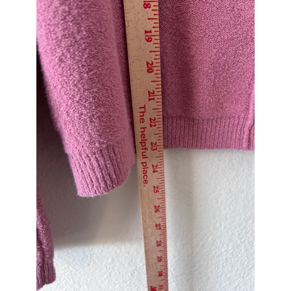 Free‎ People Boho Pink V-Neck Textured Boucle Knit Oversized Sweater SZ M - Picture 6 of 8
